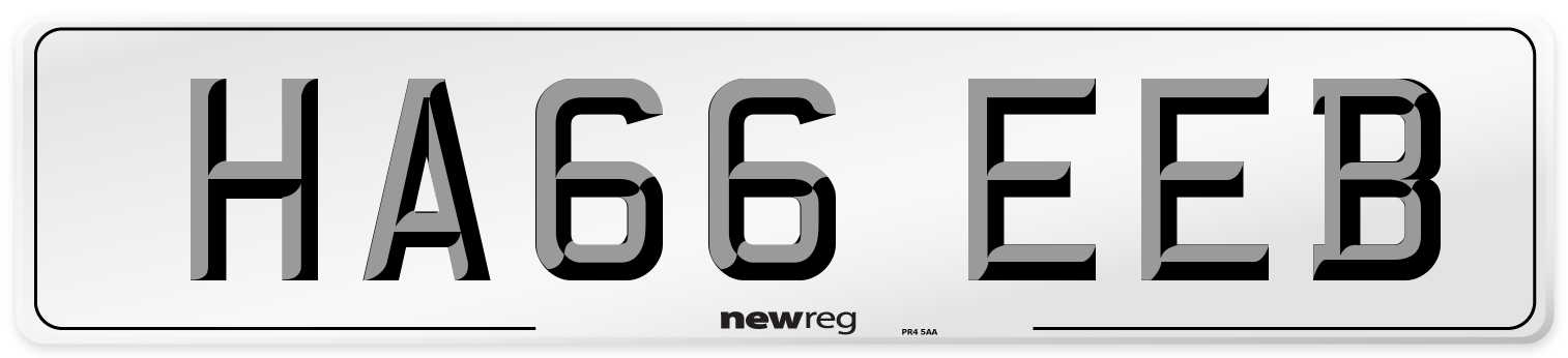 HA66 EEB Number Plate from New Reg